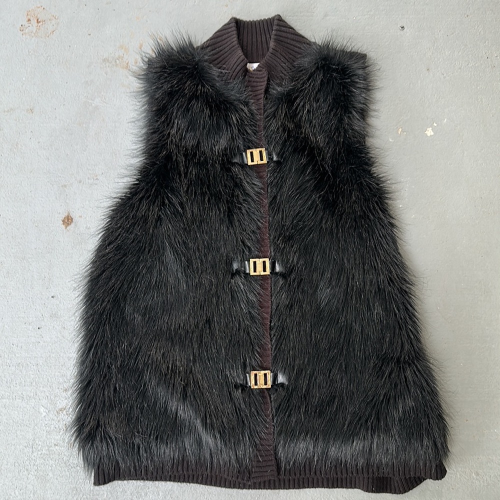 Calvin Klein Fur Vest Gold Accents Plus Size 1X